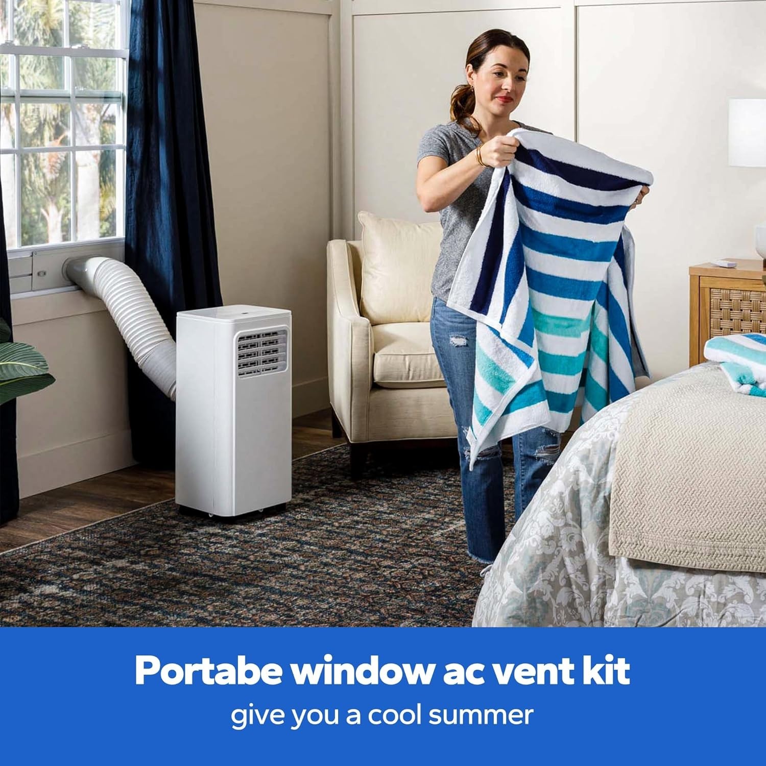 Portable AC Window Vent Kit: Universal Coupler Fits 5.1" & 5.9" Exhaust Hose, Ai gallery