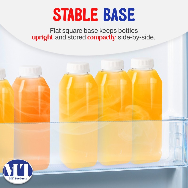 MT Products Empty Clear PET Plastic Juice Bottles with Caps 16 oz - Pack of 12 gallery