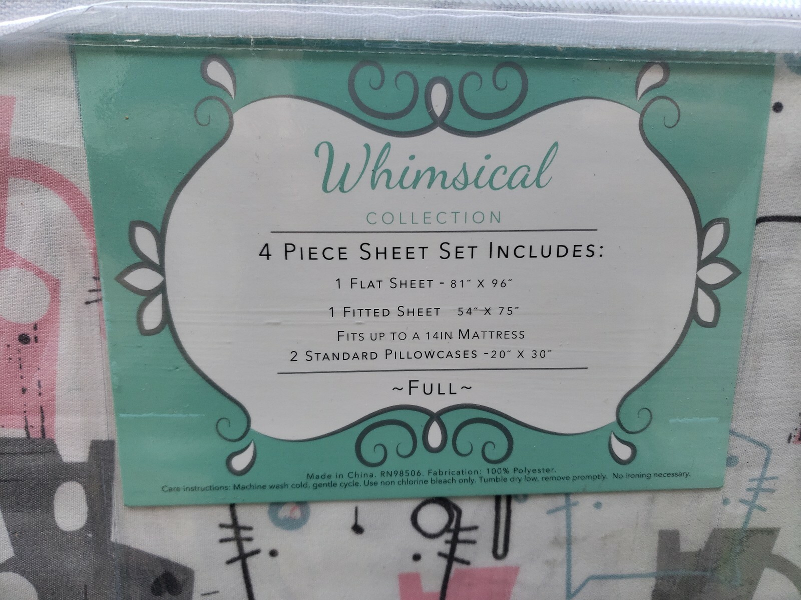 Elite Home Products Whimsical Deep-Pocketed Sheet Set, Full, Cats gallery