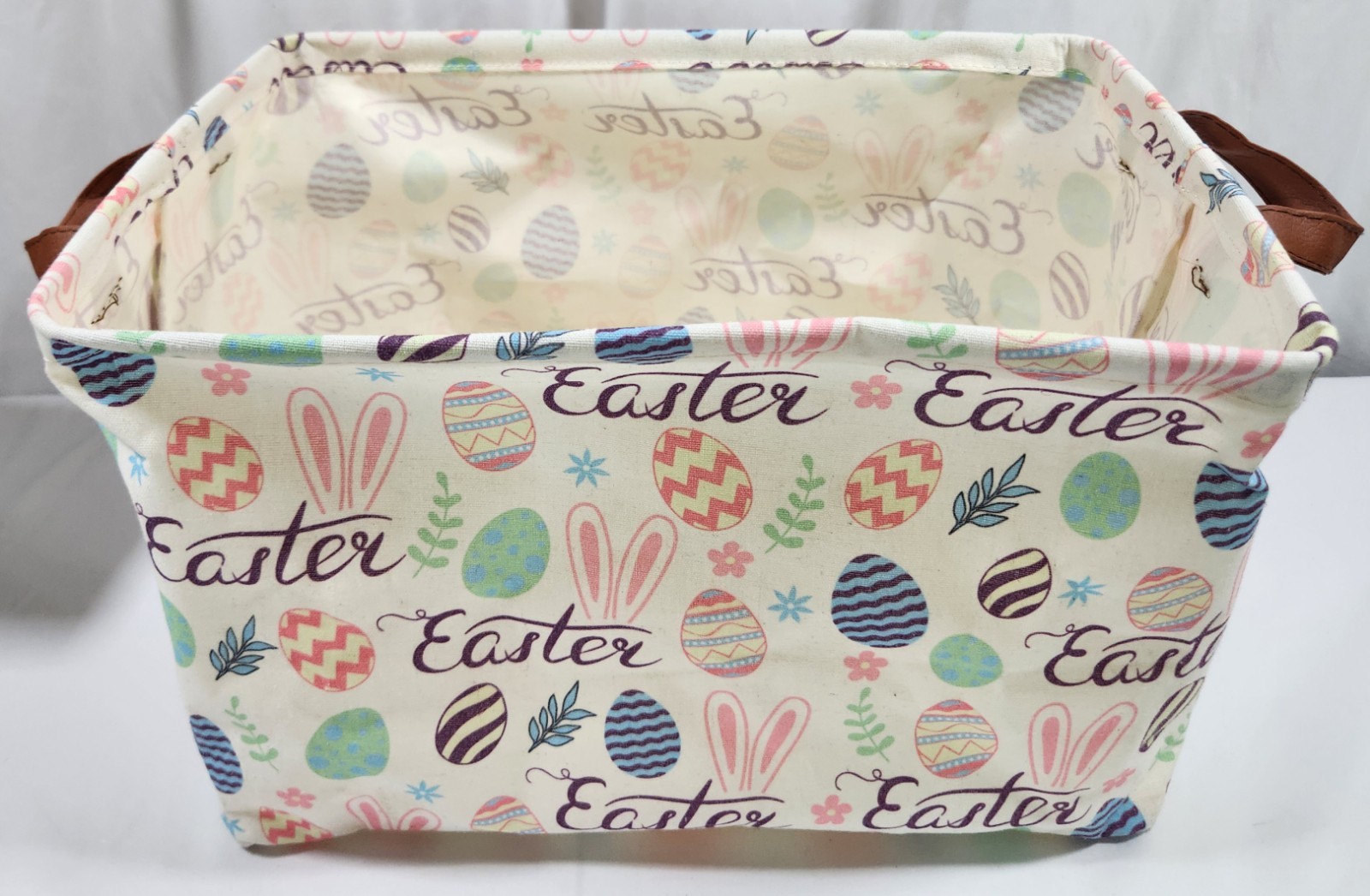 Easter Eggs Reusable Tote w/Handles Rectangular Basket Toys Storage Room Decor gallery