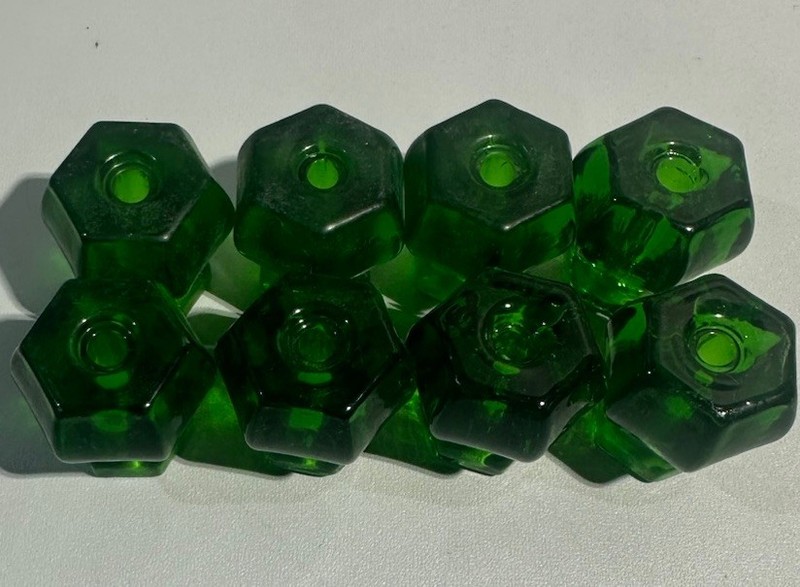 Large Emerald Green Glass Cabinet Knobs Lot Of 8 1.125 In Depression Style gallery