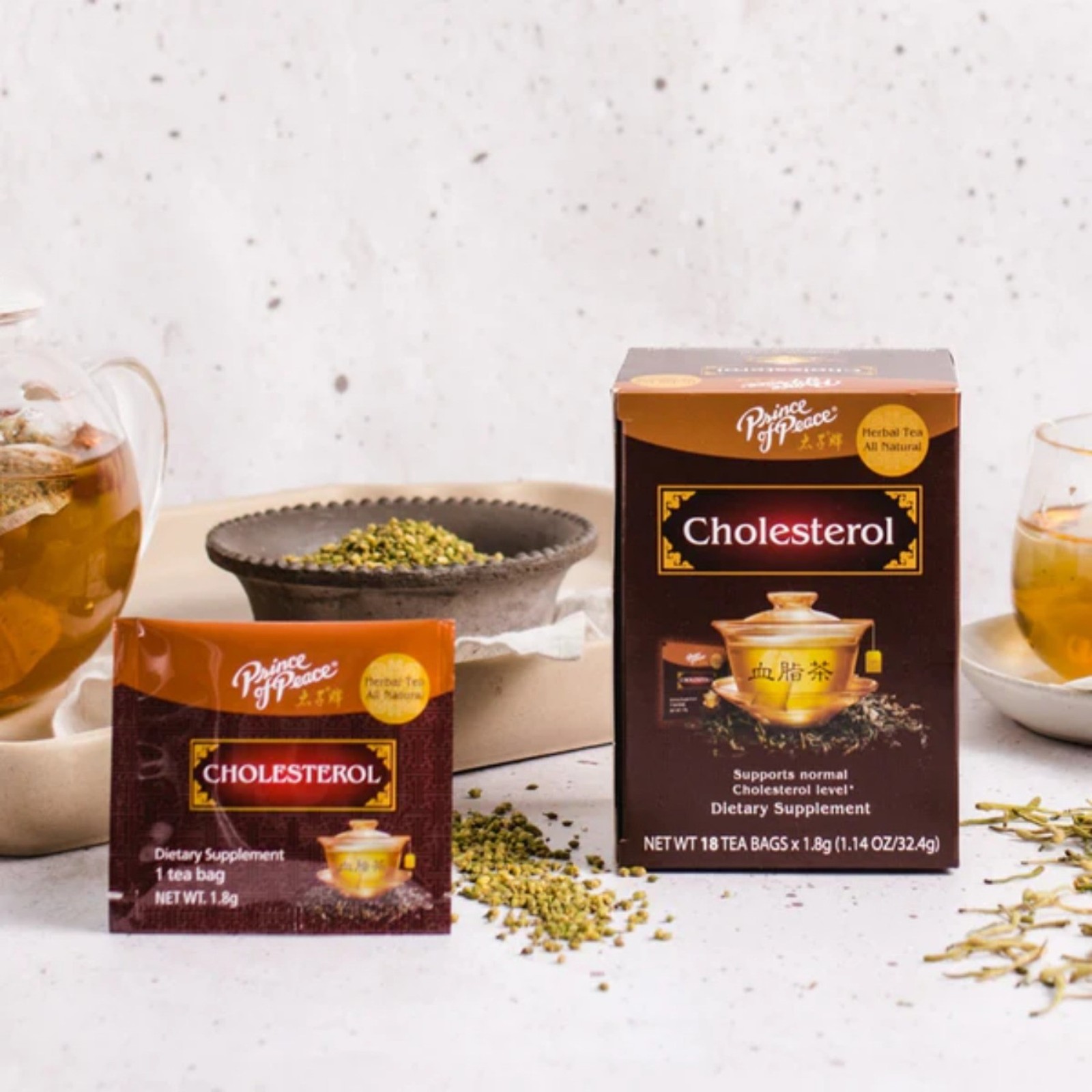 Cholesterol Tea Herbal Tea, 18 Tea Bags Each Box -(6 Boxes) Prince of Peace gallery