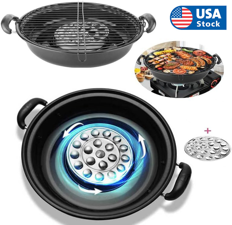 Grill Pan with Revolving BBQ Plate disc Asador Griddle Pan for Gas Stove Top gallery
