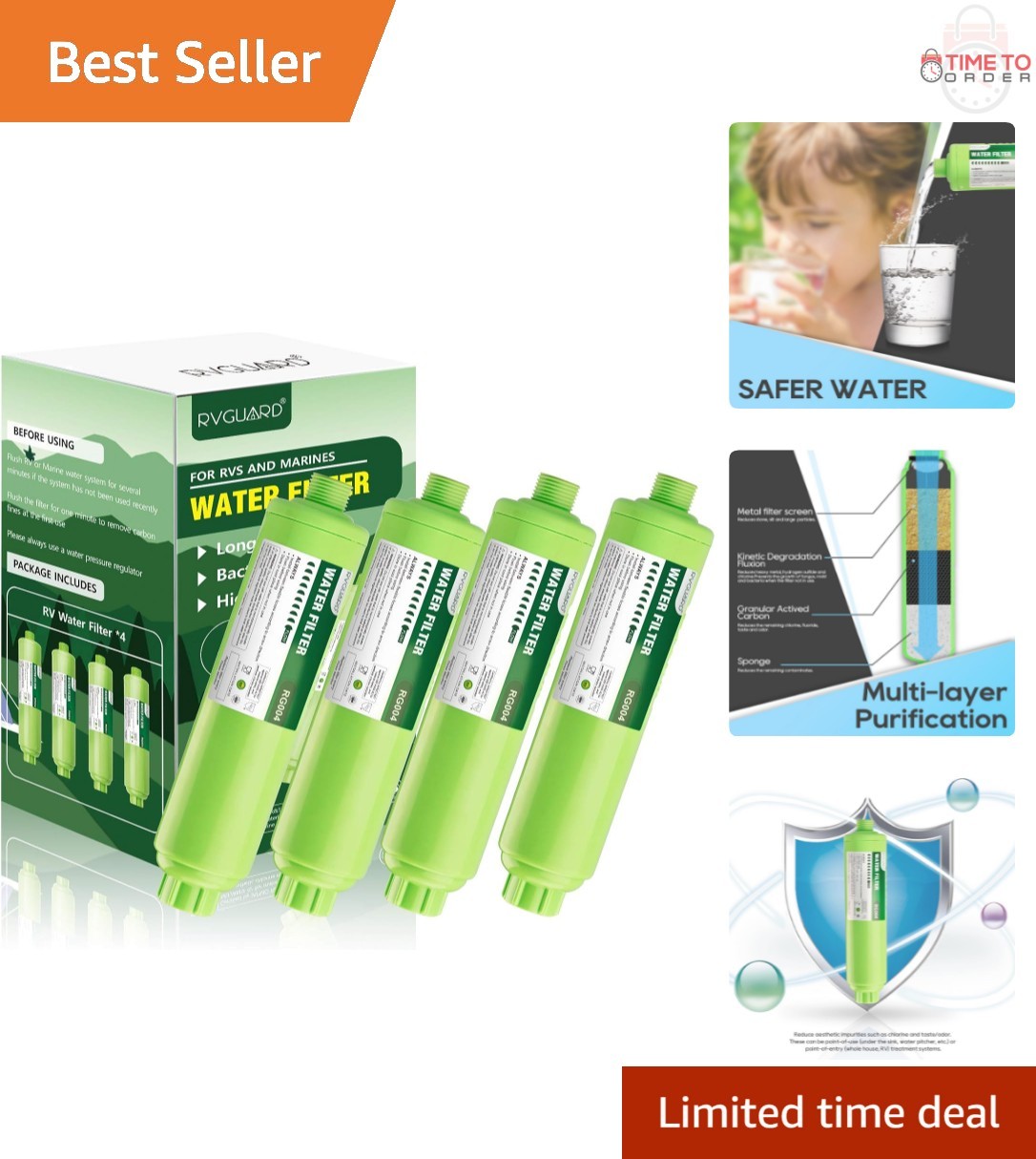 Inline RV Water Filter 4 Pack Carbon Fiber Reduces Odors Taste Rust Chlorine gallery