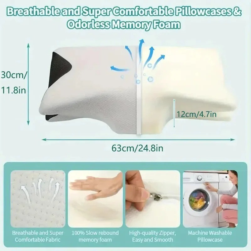 Cervical Pillow Neck Support Memory Foam Orthopedic Pillow for Side Sleepers gallery
