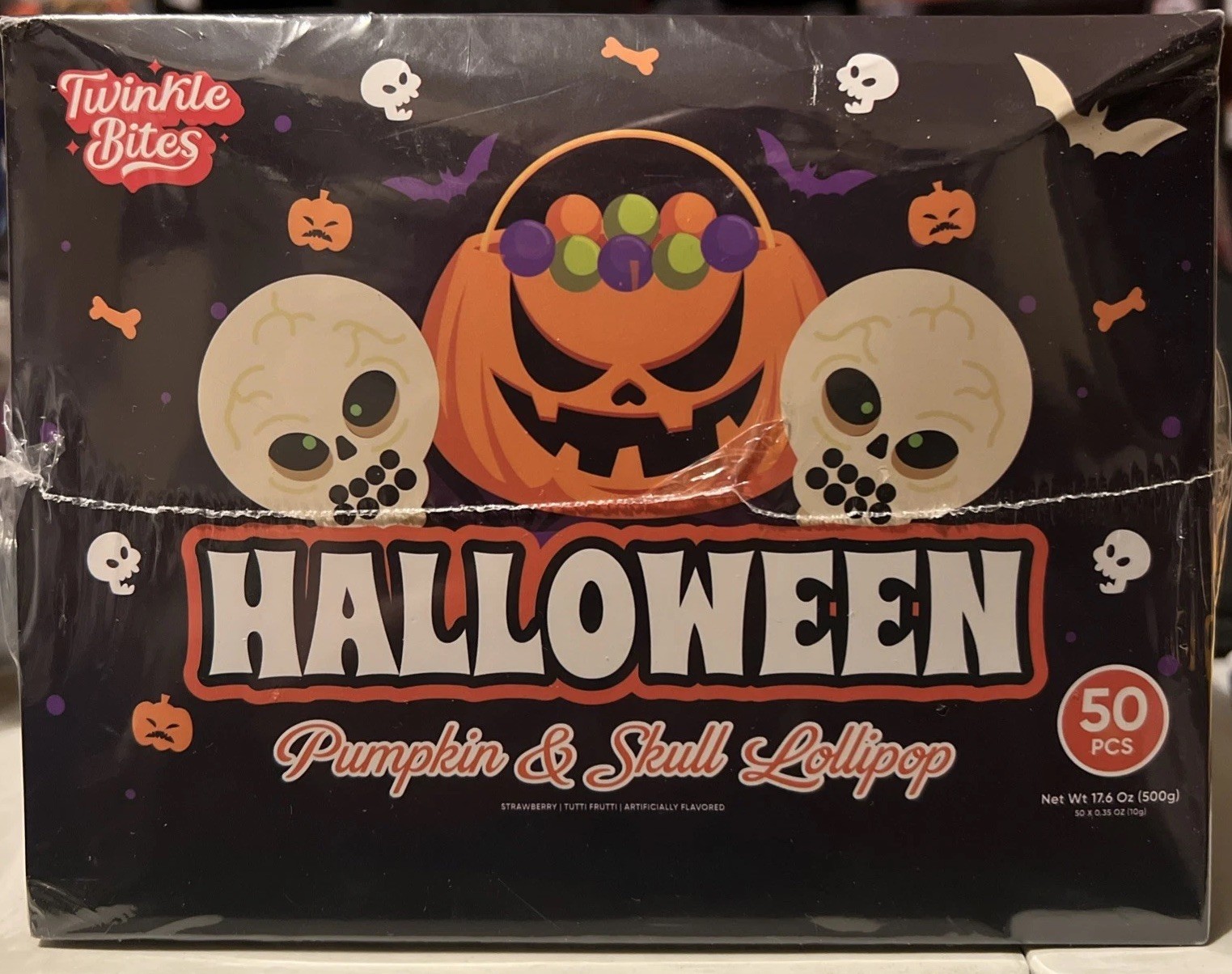Halloween Pumpkin & Skull Lollipop Twinkle Bites 50 pieces Net Wt 17.6 Oz gallery