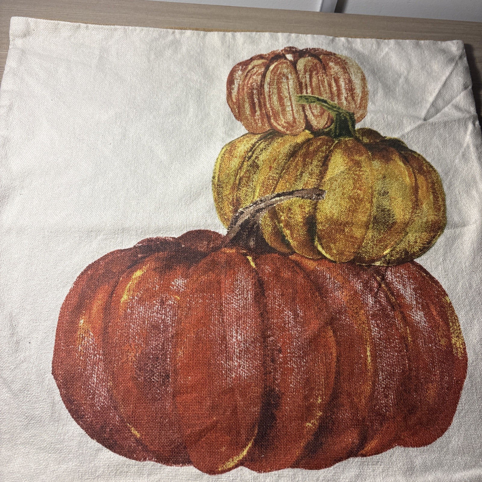 Pottery Barn Stacked Pumpkins Pillow Cover Orange Gold Square 20” Sq (a87 gallery