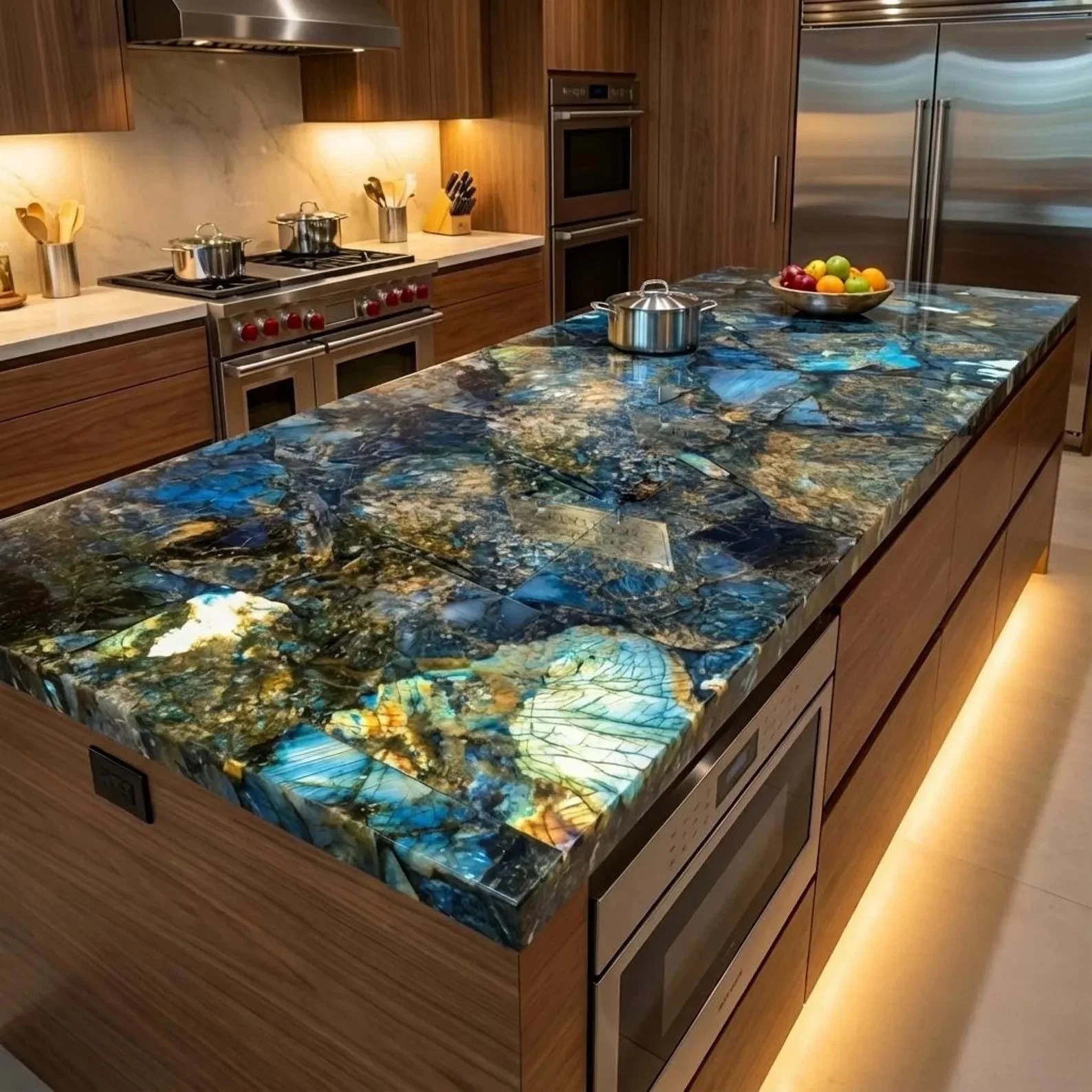 Labradorite Gemstone Kitchen Countertop Slab | Premium Stone Worktop Home Decor gallery