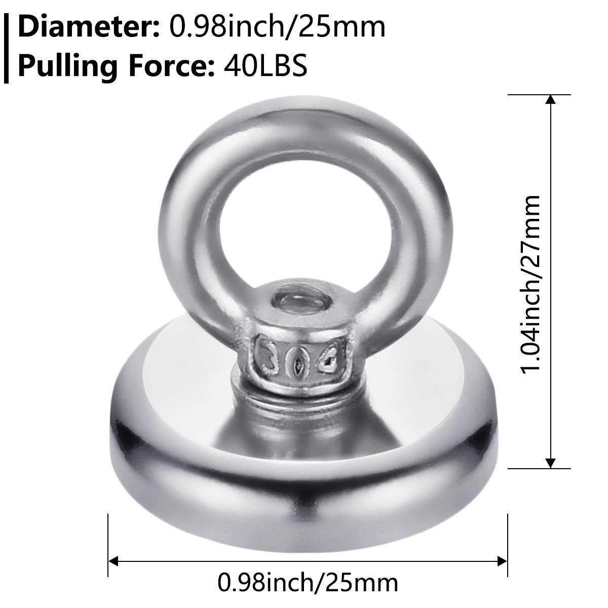 FINDMAG 40 LBS(18KG) Magnetic Hooks Super Strong 10PACK 40LBS, Silver gallery