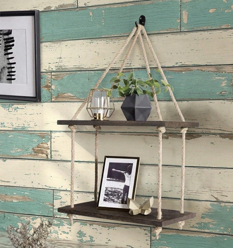 Hanging Wall Shelf 2 Tier Window Wall Hanging Shelf for Plants / Photo Frame gallery