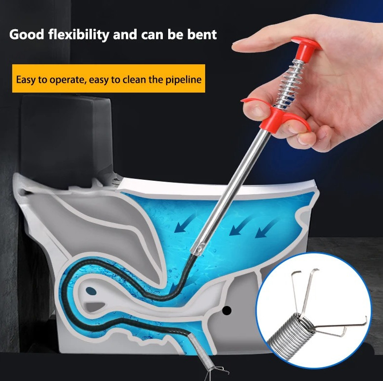 1pc 24in Spring Pipe Dredging Tool Drain Snake Clog Remover Cleaning Stick - NEW gallery