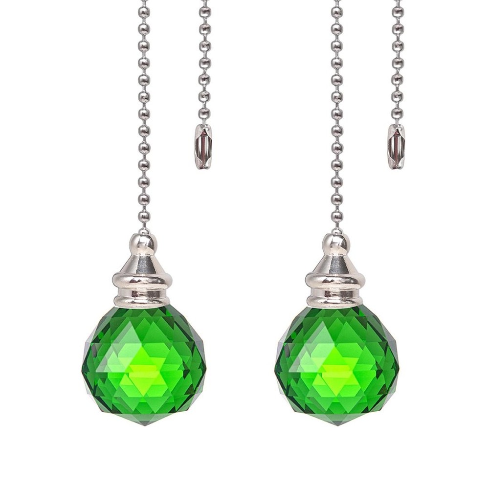 2Pcs Ceiling Fan Pull Chain 30MM Color Crystal Faceted Ball Fan Pull Chain