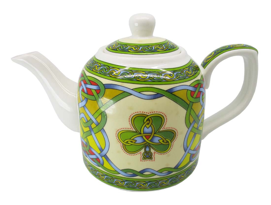 Celtic Shamrock Bone China Teapot Colorful Celtic Knot Design Irish Luck 22fl oz gallery
