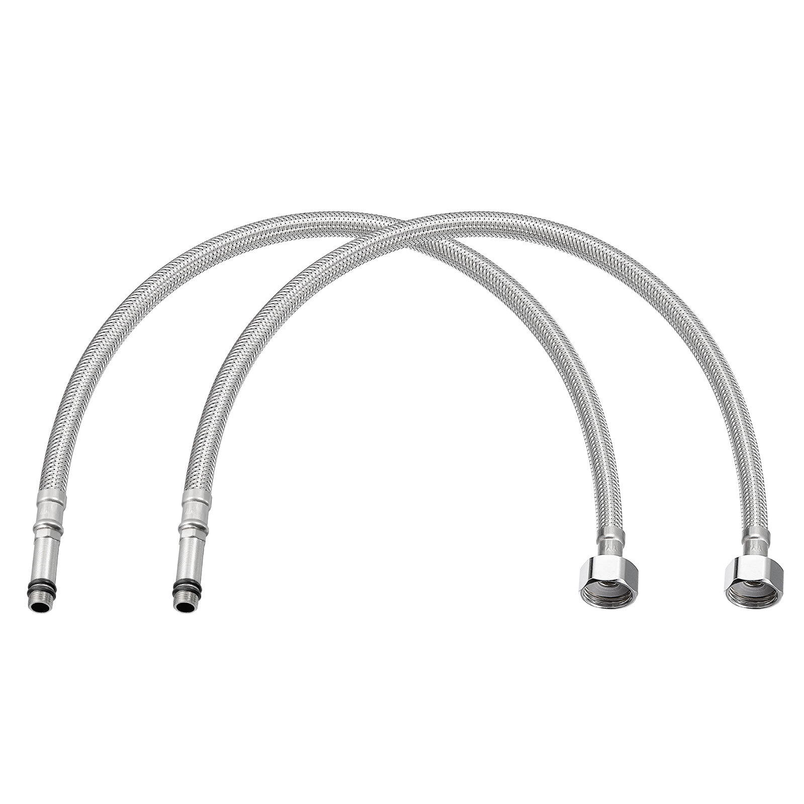 2pcs 24" Faucet Supply Line Connector G1/2 Female x M10 Male SUS304 Hose gallery