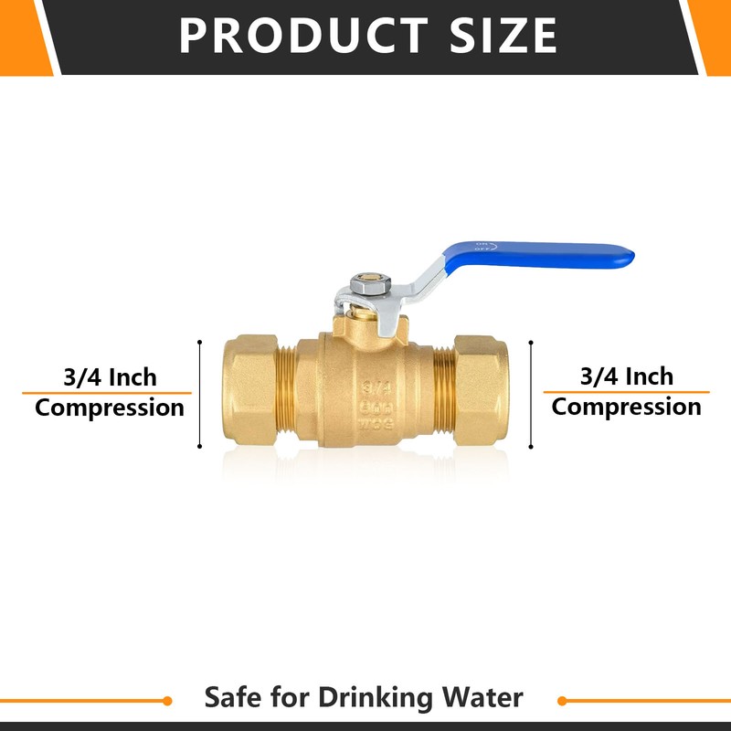 Efield1/2" or 3/4 Inch Compression Full Port Brass Ball Valve 600WOG Lead Free gallery