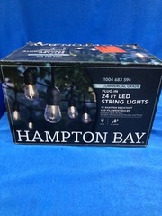 Hampton Bay 12-Light 24ft String Lights S14 Filament Indoor Outdoor New Open Box