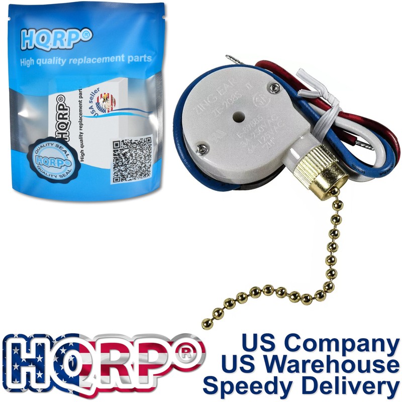 HQRP 3-Speed 4-Wire Ceiling Fan Pull Chain Light Switch 4 Pre-Installed Wires gallery