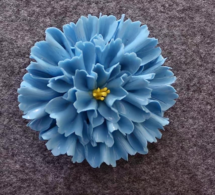 Ceramic Wall Art - 3D Flower Wall Decor, Handmade Hanging Sculpture (Blue, Ca... gallery