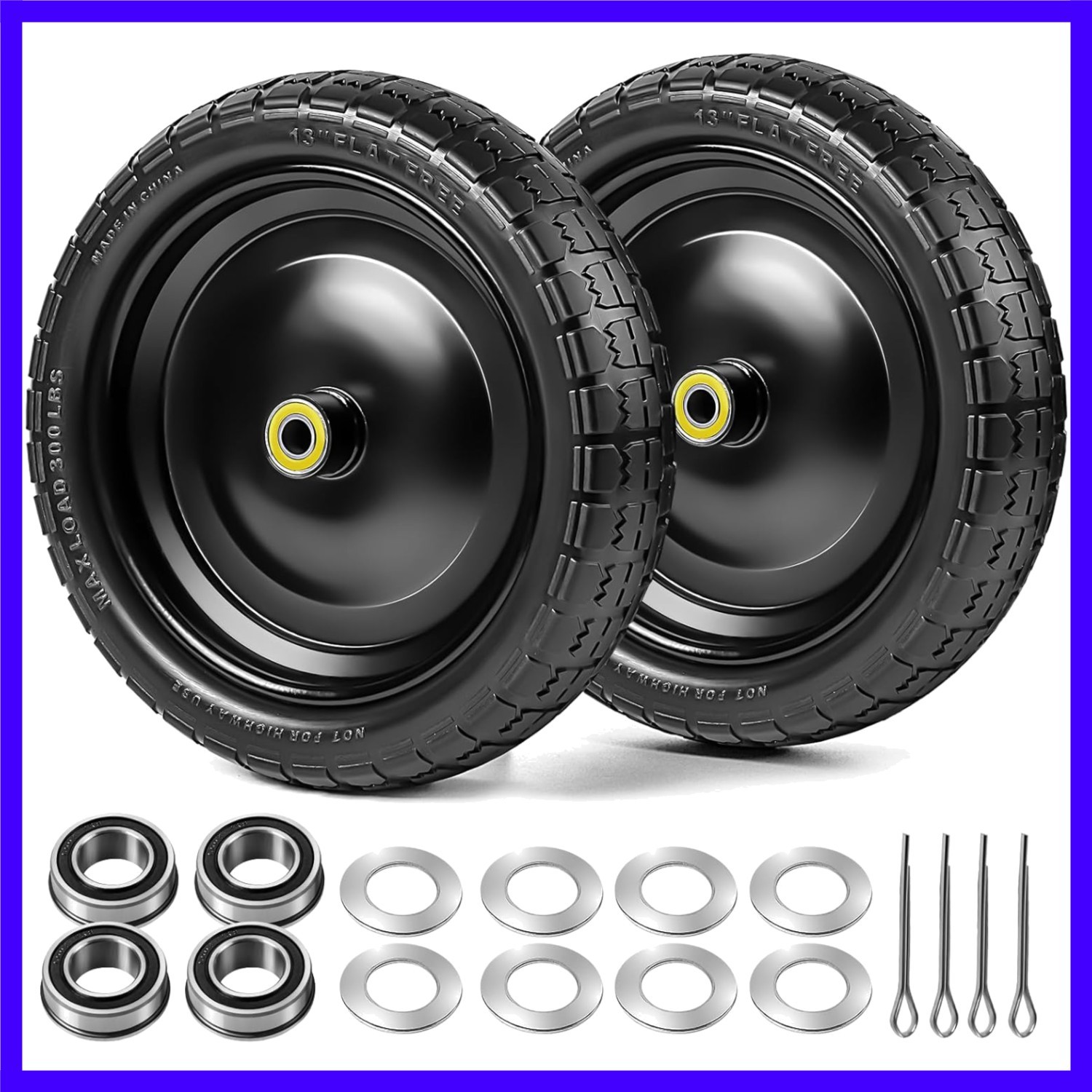 Flat Free Wheels Replacement 2-Pack Solid Tire and Wheel for GOR Cart Tires a... gallery