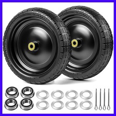 Flat Free Wheels Replacement 2-Pack Solid Tire and Wheel for GOR Cart Tires a…