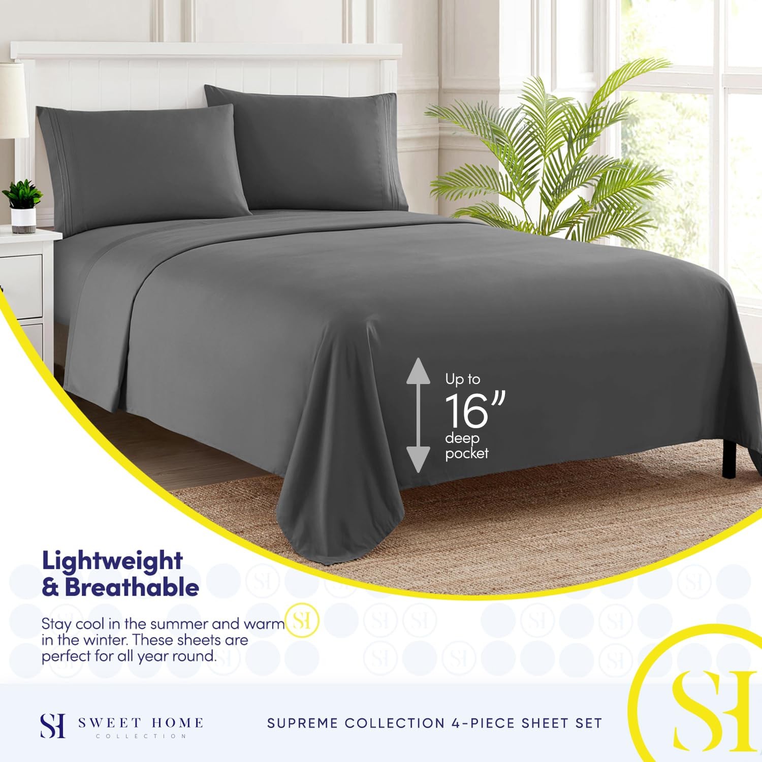 King Size Sheets - Breathable Luxury Bed Sheets with Full Elastic & Secure Co... gallery