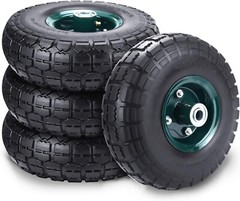 10″ Flat Free Tires Solid Pneumatic Tires Wheels for Wheelbarrow/Lawn Mower New