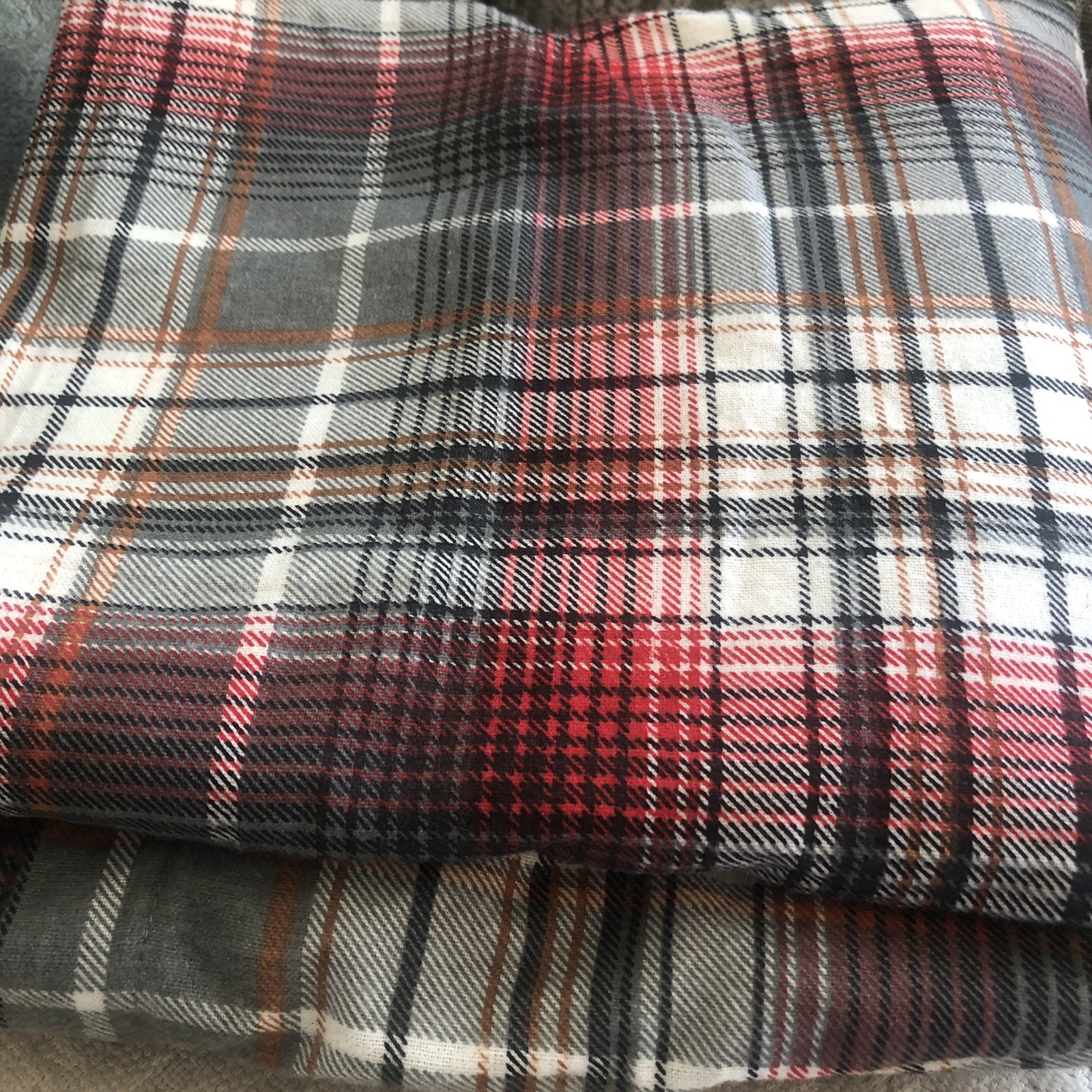 Ruvanti 100% Cotton Full Double Soft Flannel Flat Sheet Grey Red Plaid 82 X 97 gallery