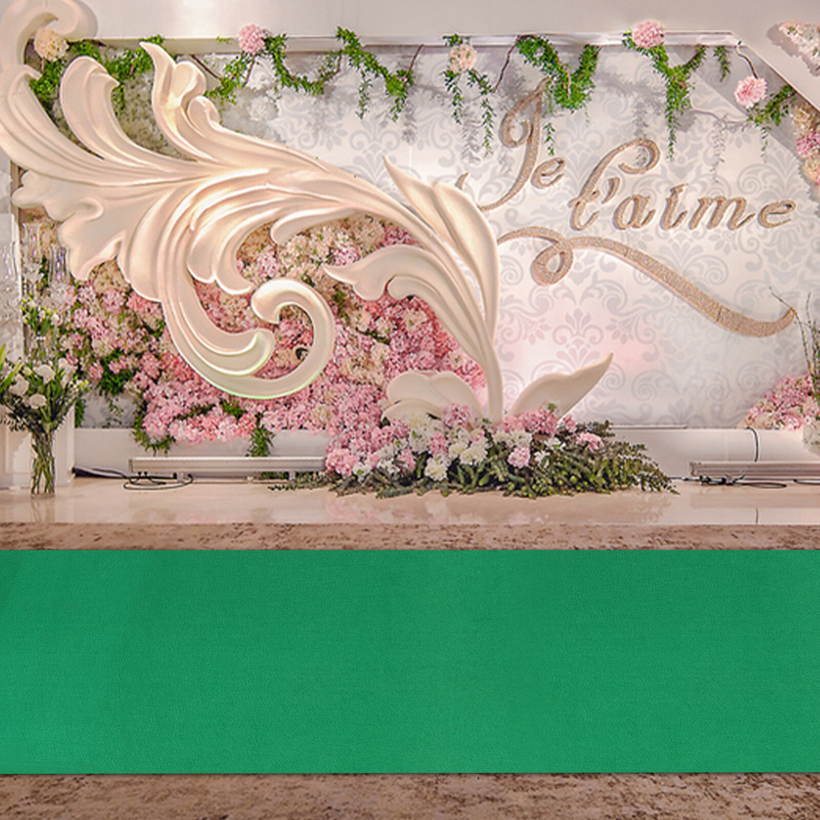 3× 33 Ft Anti-slip Outdoor Carpet Indoor Runway Rug Green for Wedding Ceremony gallery