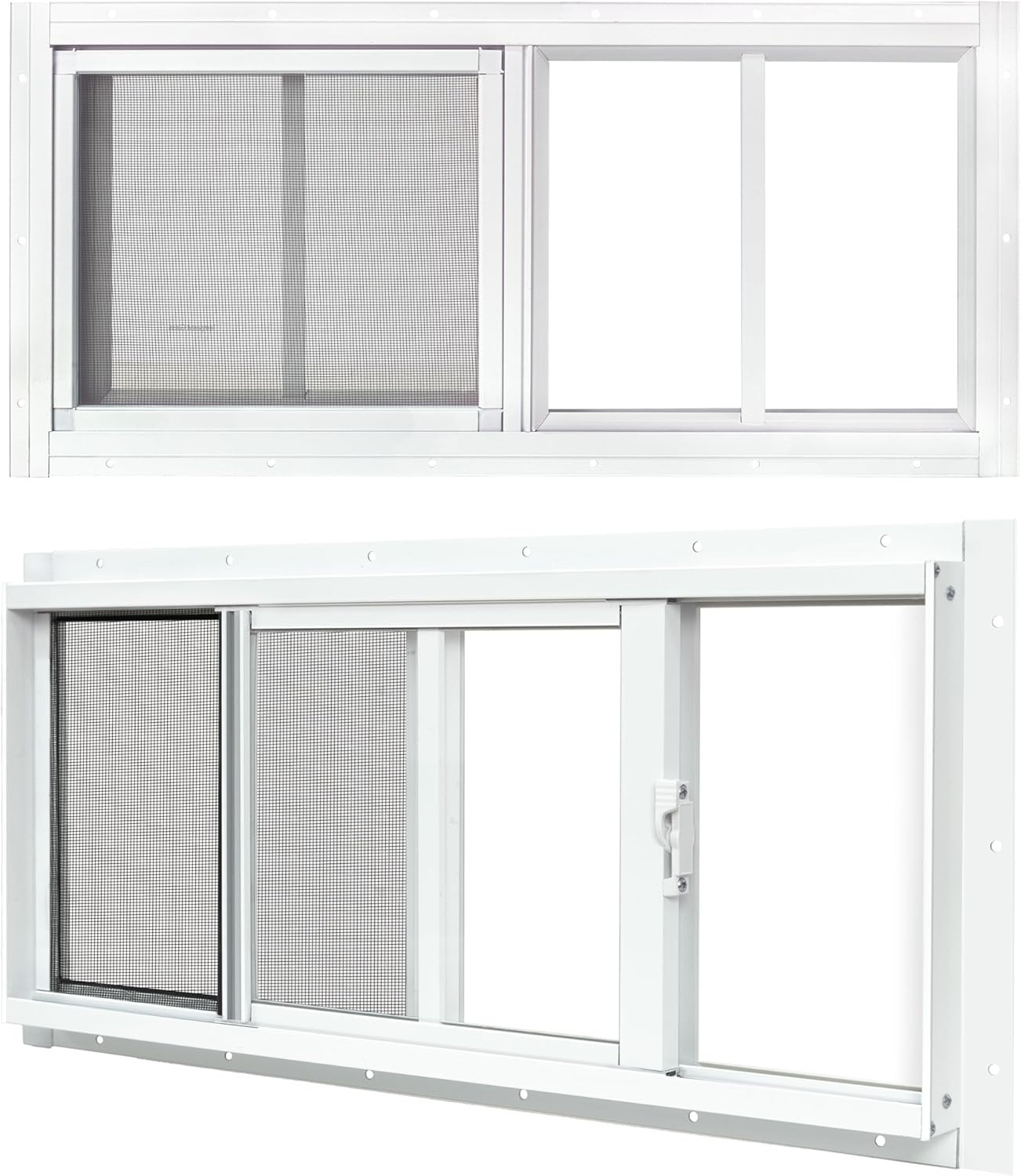 2-Pack 10"x18" White Sliding Shed Windows with Tempered Glass and Screen gallery