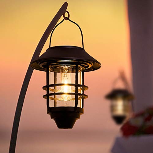 Solar Lantern Outdoor Lights, Hanging Waterproof Lantern Lights with Wall Black gallery