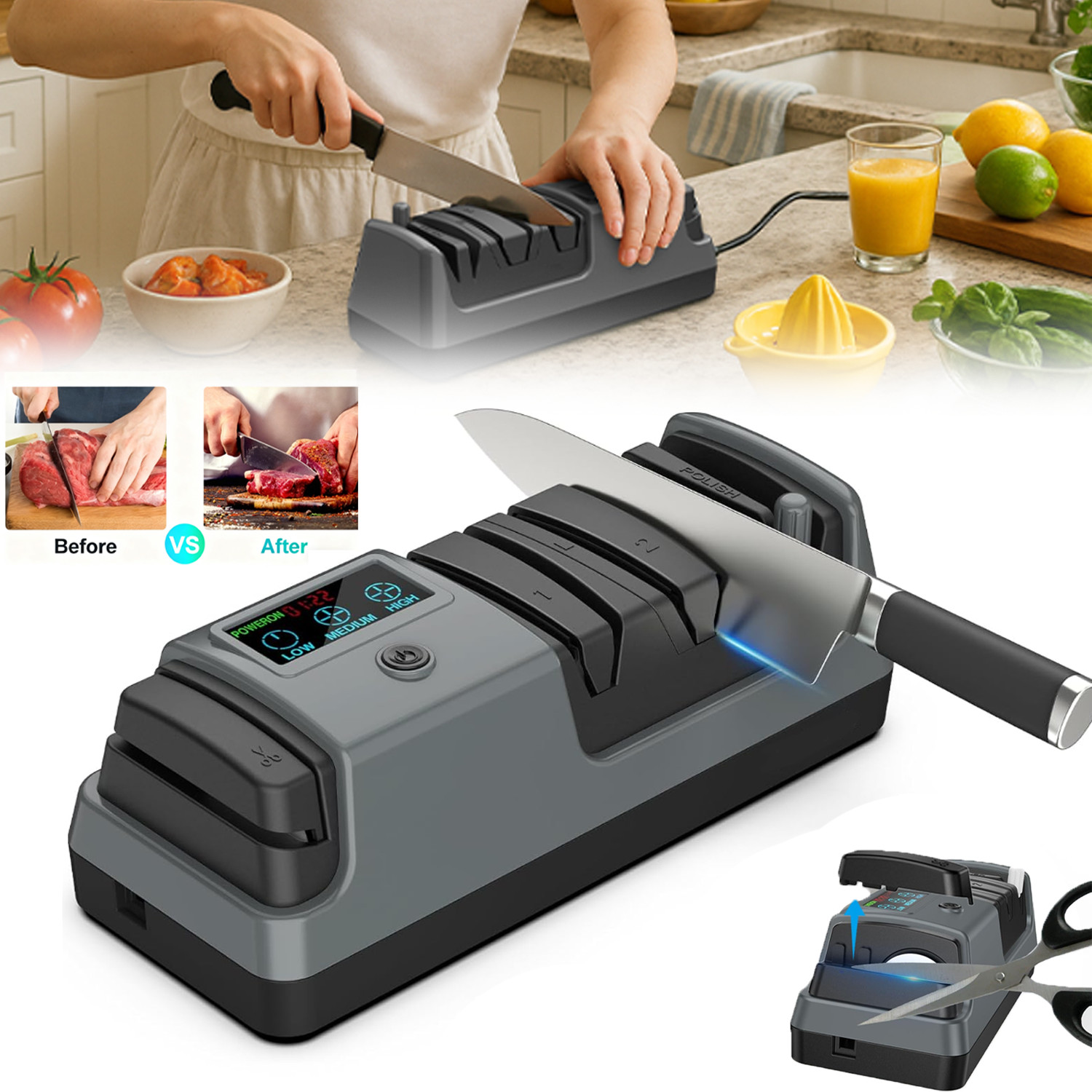 Professional Electric Knife Sharpener Sharpening Machine Household 5-in-1 gallery