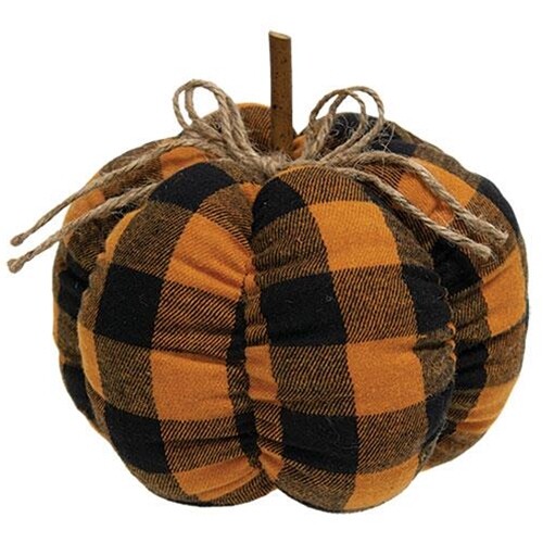 NEW BUFFALO PLAID Pumpkin ORANGE BLACK Halloween Harvest Fall 6.5"W x 5"T Rustic gallery