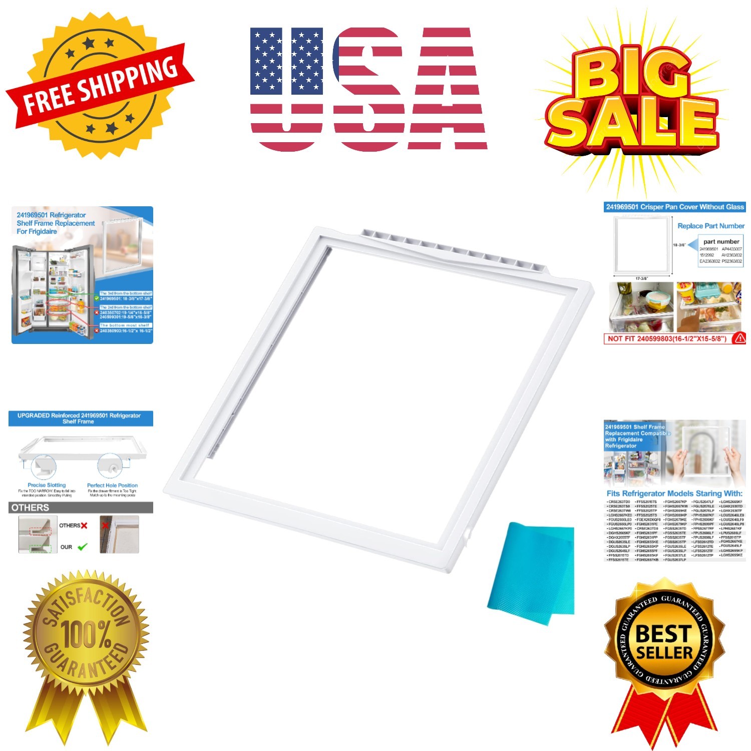Upgraded Shelf Frame without Glass Refrigerator Compatible with Frigidaire Sh... gallery