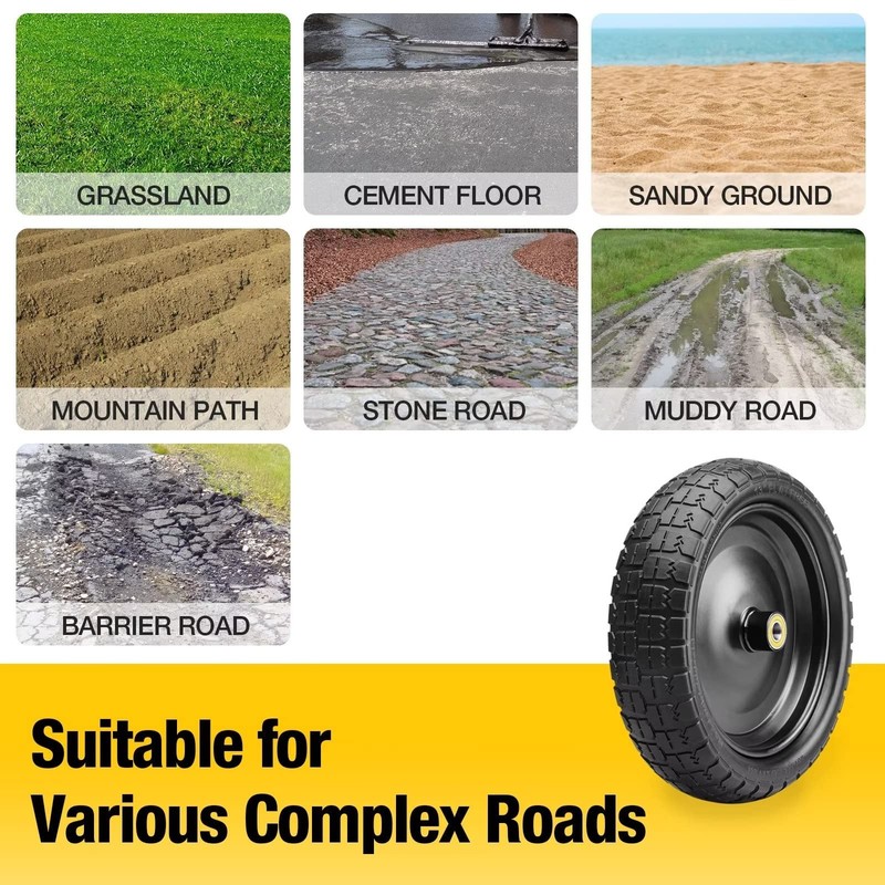 4.00-6 Flat Free Solid Polyurethane Tire and Wheel 1 Pc, 13 Inch PU Airless Tire gallery