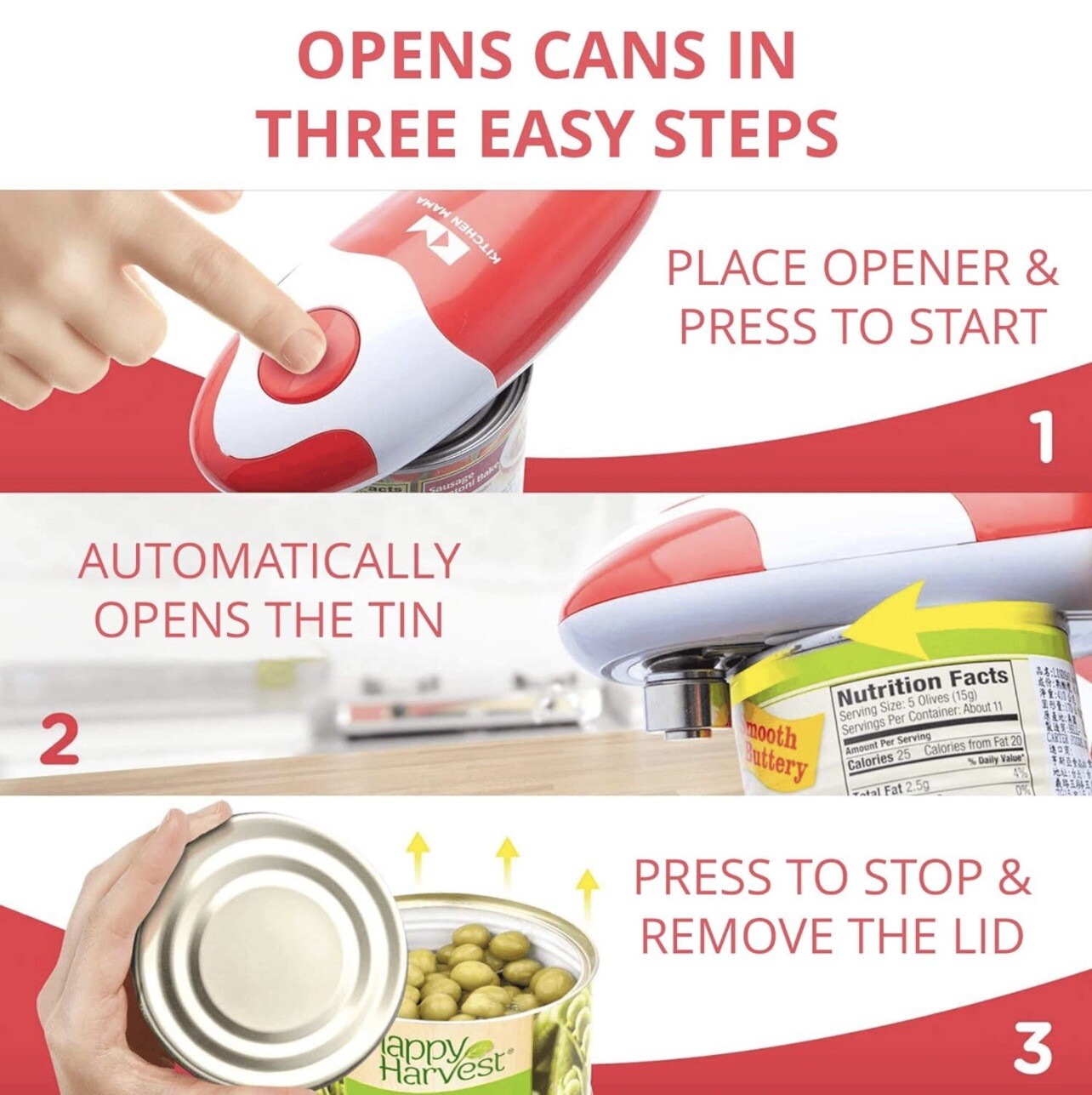 Kitchen Mama CO1100-R Electric Can Opener gallery