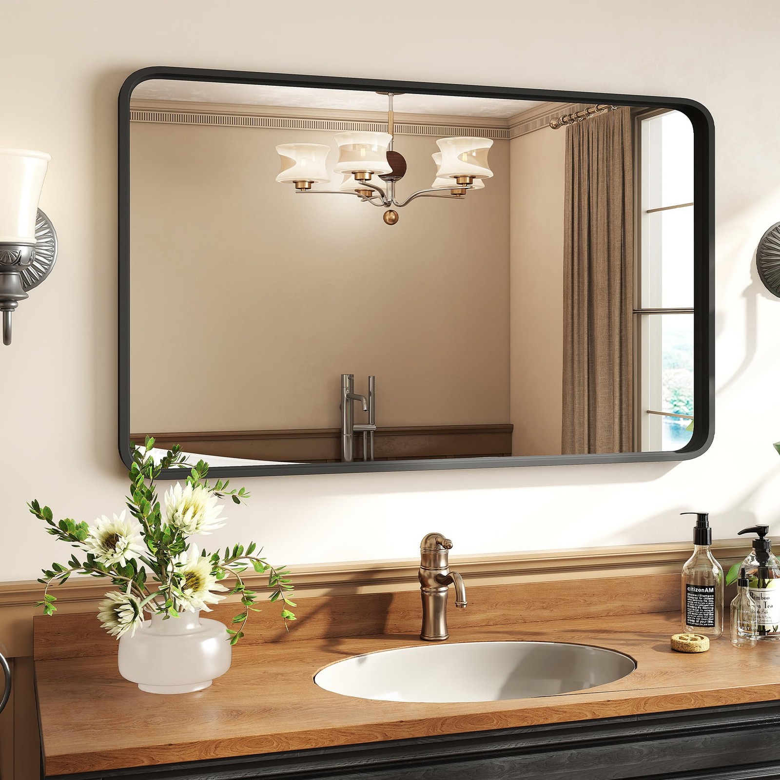 Mirror 40 L x 30 W Rectangle Matte Black Metal Frame Atilioo Bathroom Wall 40x30 gallery
