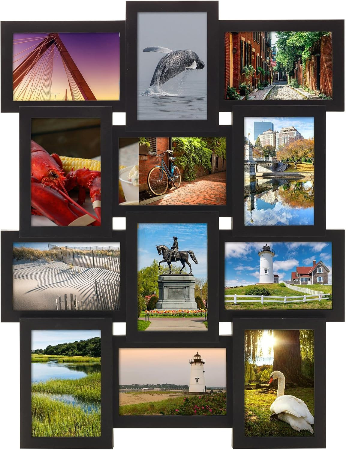 18x23In Black Collage Picture Frame Multi-Photo Frame 12 Openings Six gallery