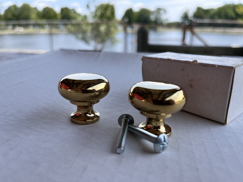 10 Pair (20) Italian Made Solid Polished Brass Mushroom Knobs OMP Porto Sri 8/32 gallery
