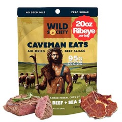 Wild Society – Caveman Eats – Grass Fed Ribeye Steak Slices – 95g Protein – O…
