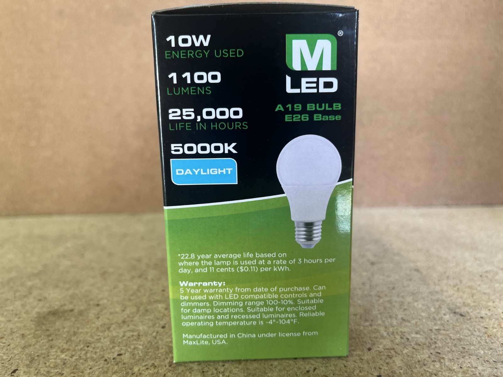 4 Pack Maxlite 10W LED Bulb = 75 watt replace A19 Daylight 5000K LED Light 75w gallery