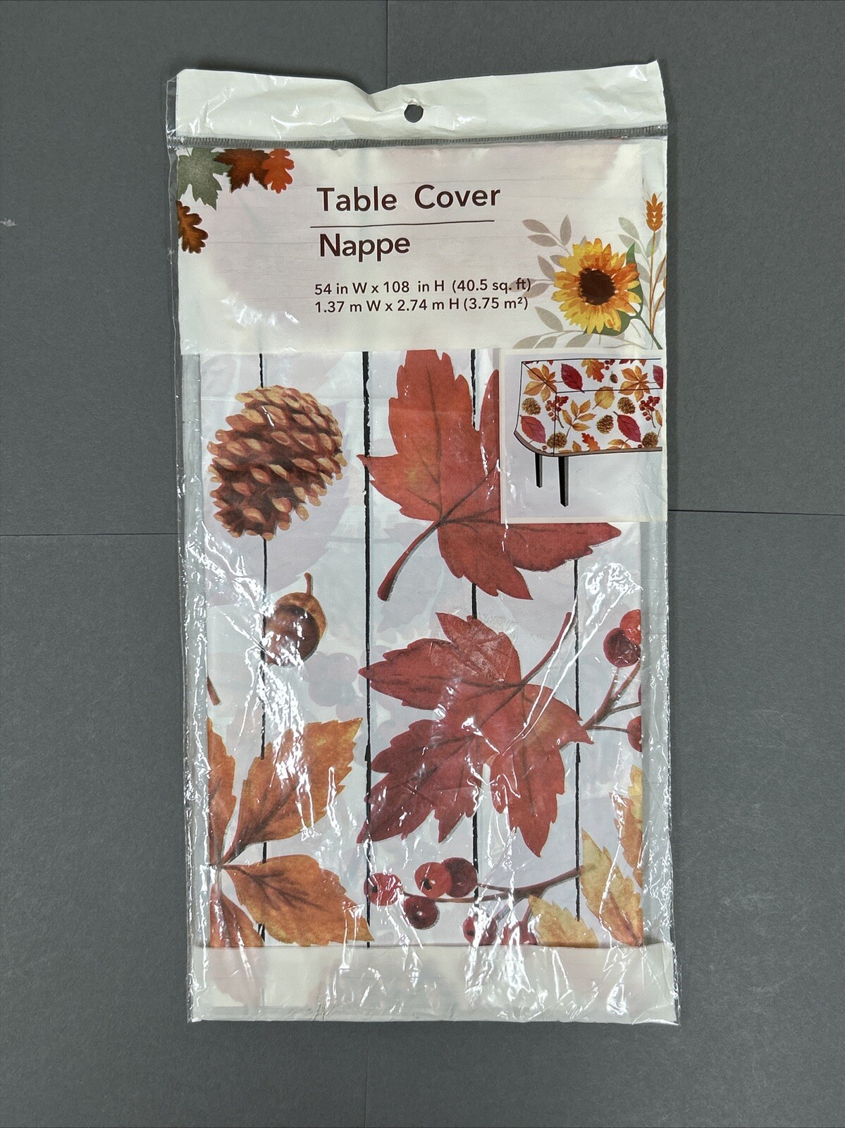 Fall Table Cover Plastic With Pinecones Leaves(BRAND NEW) 54 in W x 108 in H gallery
