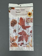 Fall Table Cover Plastic With Pinecones Leaves(BRAND NEW) 54 in W x 108 in H