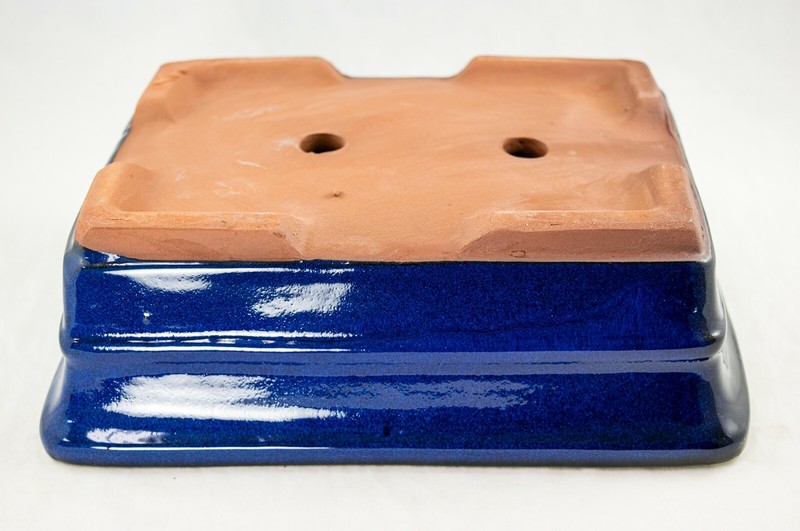 Rectangular Bonsai, Succulent Pot 10"x 8"x 3.25" + Tray + Mesh Dark Blue Glazed gallery