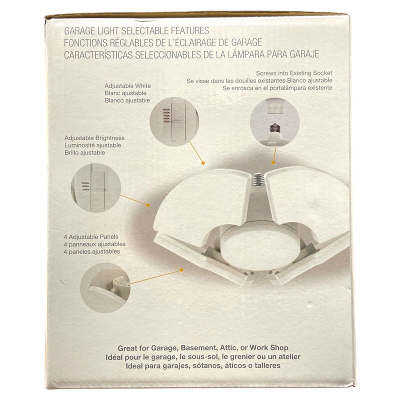 5-Panel LED Garage Light, or Workshop, Adjustable Brightness, White, Panels 2 Pc gallery