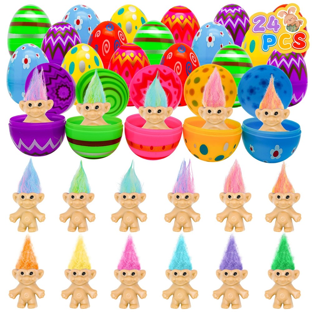 24 Pack Prefilled Easter Eggs with Toys Inside Mini Vintage Lucky Dolls Figur...
