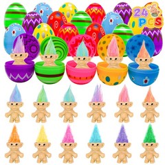24 Pack Prefilled Easter Eggs with Toys Inside Mini Vintage Lucky Dolls Figur…