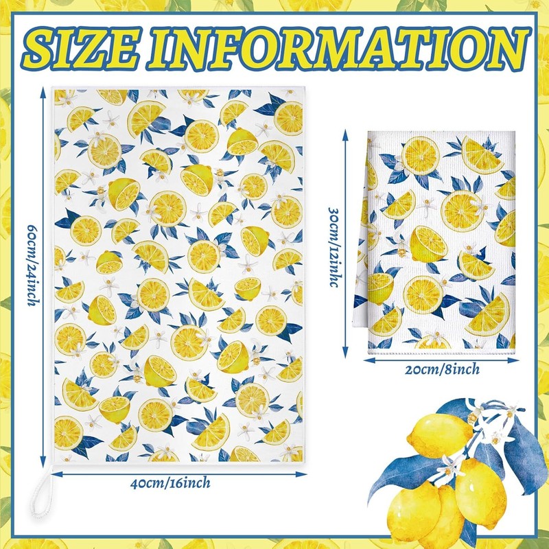 Sratte 6 Pcs Summer Kitchen Towels Dish 24 x 16 Small, Yellow, Blue gallery