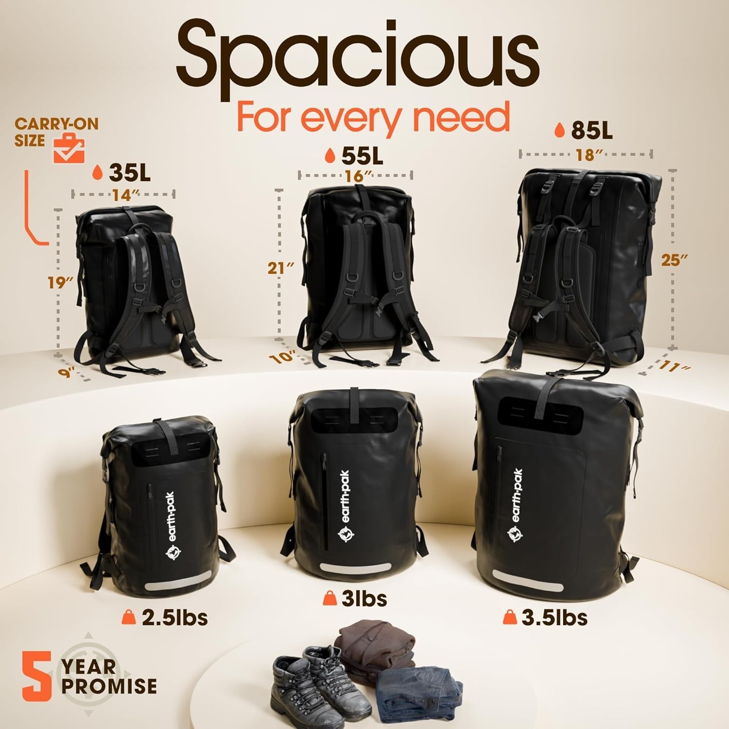 Waterproof Backpack - Heavy Duty Hiking Backpack - Roll-Top Closure Bag - Cus... 3