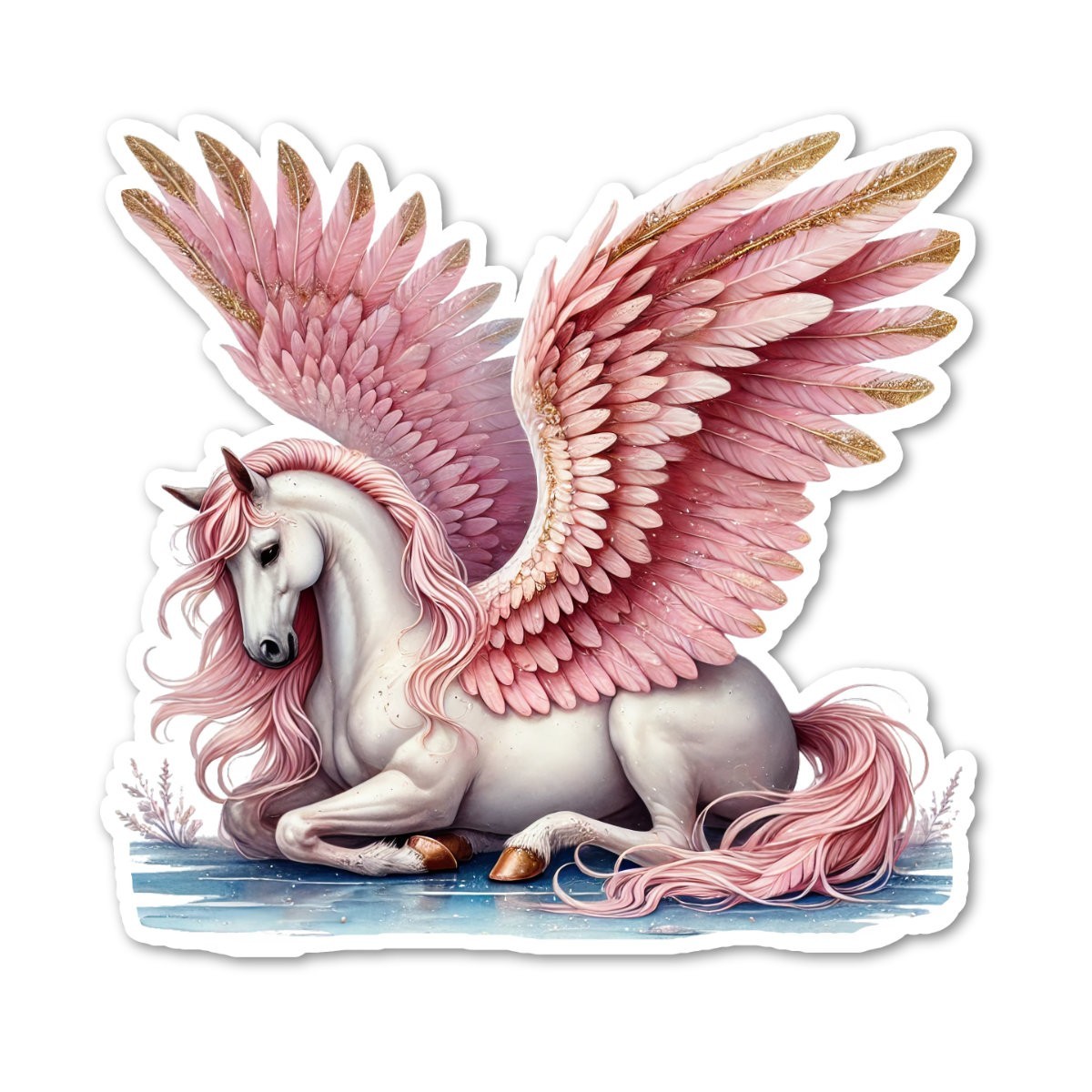 Pink Pegasus Vinyl Sticker Waterproof Laptop Water Bottle Phone Mythology Art gallery