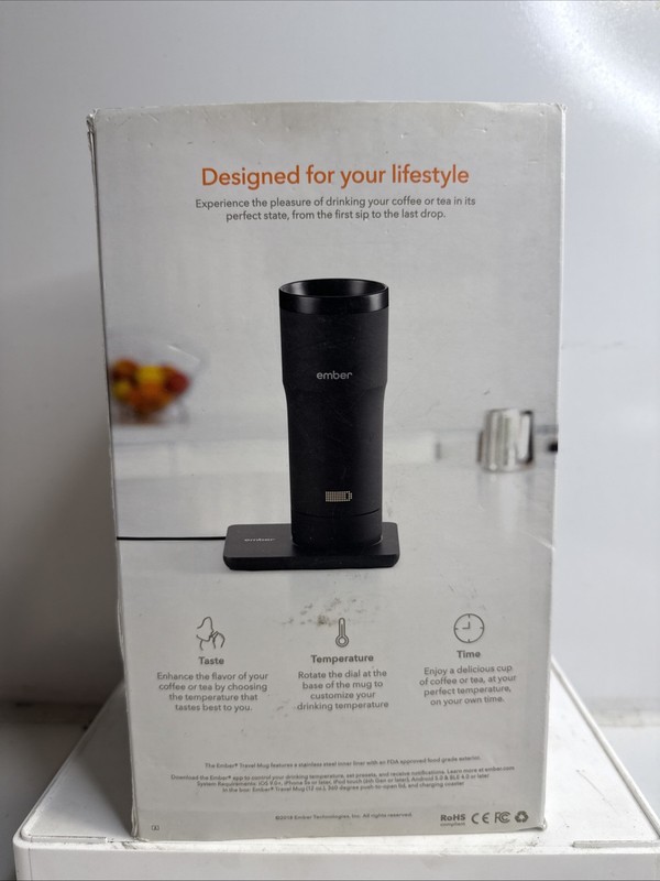Ember 12oz Temperature Control Smart Travel Black Mug - Mug & Lid Only - NO Base gallery